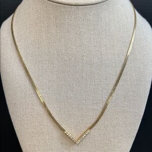 Vintage Avon Gold Necklace with Crystal Accents